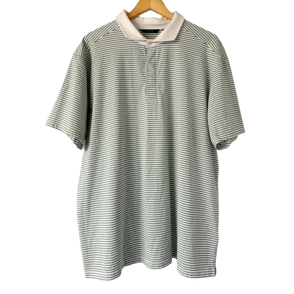 Radmor Golf Taylor Pima Cotton Stripe Polo Mens Size XXL Sage Green/White